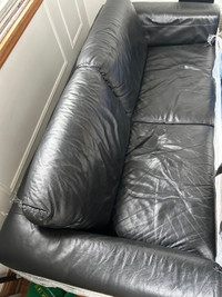 Sofa 2 places cuire noir 