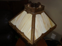 VINTAGE EARLY 1900's MISSION TABLE LAMP AND OAK TABLE