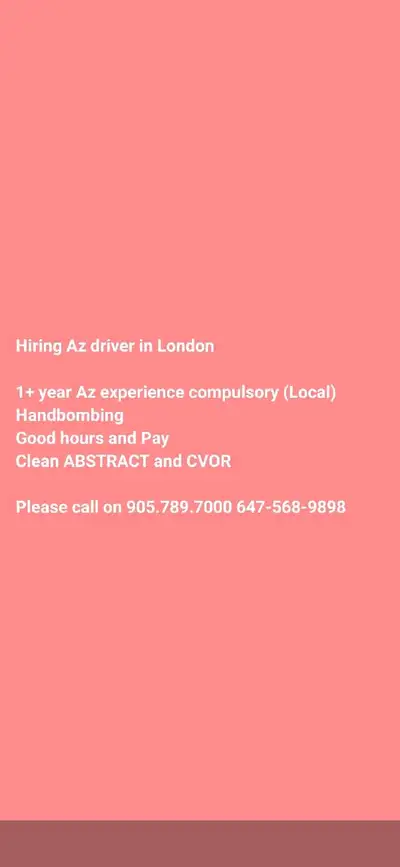 Hiring AZ driver in London, View more