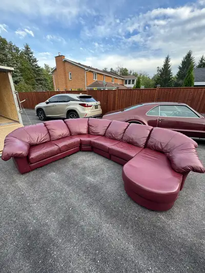 Burgundy Leather Sectional DELIVERY AVAILABLE , View more