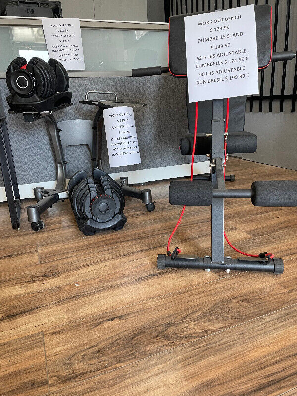 dumbbells 52.5 lb , 90 lb, work bench , dumbbell stand in Exercise Equipment in Hamilton - Image 3