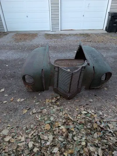 Front clip off '46 International pickup I believe- also have rad support - good condition