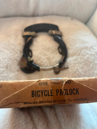 Vintage Padlock with Key.  Bicycle Lock with Box. Antique lock.