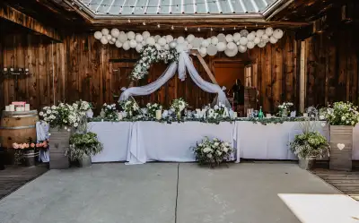 wedding decor, hexagon arch, eucalyptus vines, and flower ar, View more