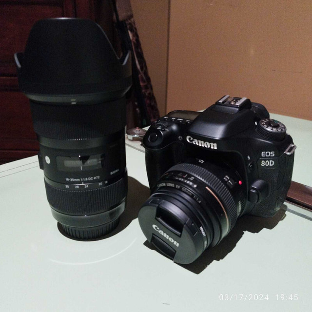 Canon 80D + 50mm + 18-35mm in Cameras & Camcorders in Hamilton