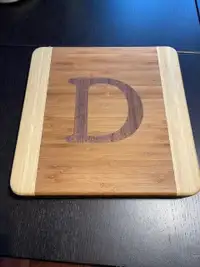 Custom Carved Solid Wood Cutting Board "D" Initial