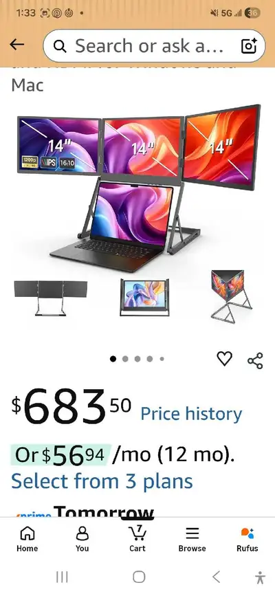 Laptop Triple Screen Extender 14 inch, View more