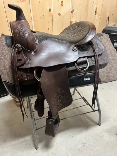 Western Rawhide roping saddle, View more