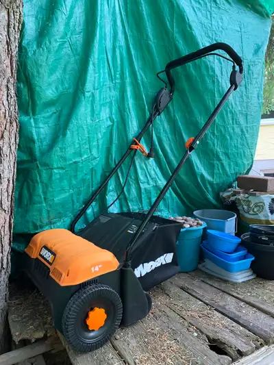 Soon it will be time to clean up the lawn! Electric dethatcher- new WORX brand WG850 14” wide New $...