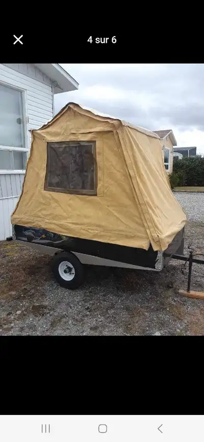Mini tente roulotte Peut être tiré par une moto ou petite voiture Un matelas confortable 48" x 72" 2...