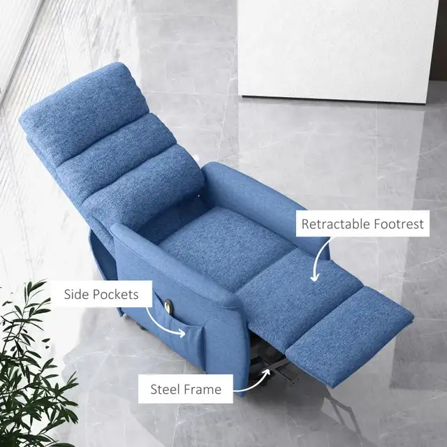Electric Lift Recliner Chair with Remote Control, Blue  in Chairs & Recliners in Markham / York Region - Image 7