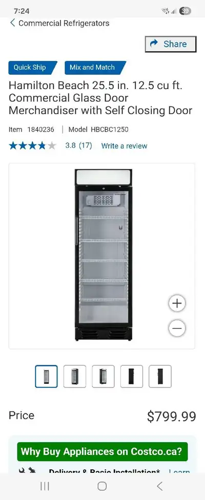 Hamilton Beach 25.5 in. 12.5 cu ft. Commercial Glass Door, View more