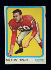 Carte 1963 Topps LCF #46 - Milton Crain, Alouettes de Montréal