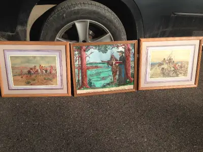 3 VINTAGE NATIVE INDIAN PRINTS - PARKER PICKERS -, View more