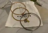 NEW! COACH set of 3 bangle bracelets with pouch