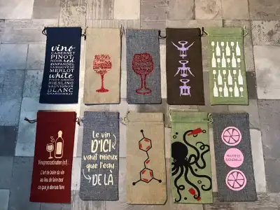 Lot de 10 sacs tissus pour bouteille, View more