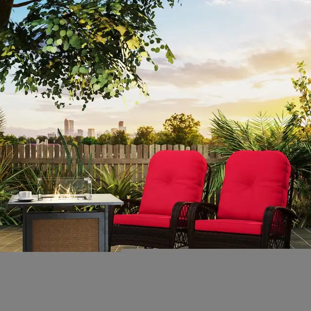 Outdoor Wicker Rattan Rocking Chair Set of 2, Patio Rocker with  in Patio & Garden Furniture in Markham / York Region - Image 9