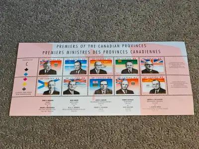 I am selling a 1998 Canada #1709 Provincial Premiers Stamps Souvenir Sheet in excellent condition. A...