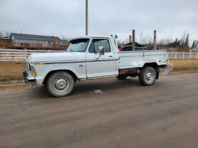 76 F250 2wd 460,c6,4:10 traction lock rear end. 79 front grill assy installed. HD logger box, 3/16"...