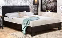 Used  Bed with  Faux Leather head board-Queen Size