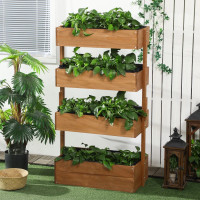 4-Tier Raised Garden Bed, Vertical Elevated Planter Rack with No