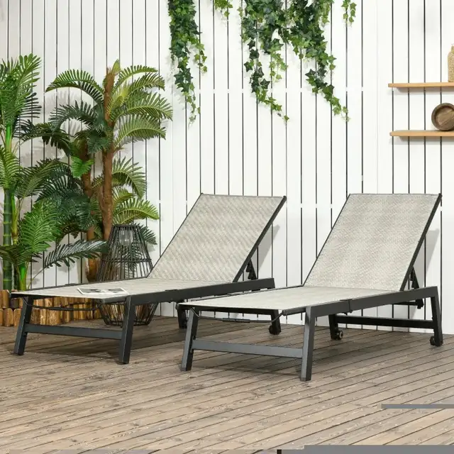 Patio Lounger Chair Set, Outdoor Aluminum Frame PE Rattan Wicker in Patio & Garden Furniture in Markham / York Region - Image 9