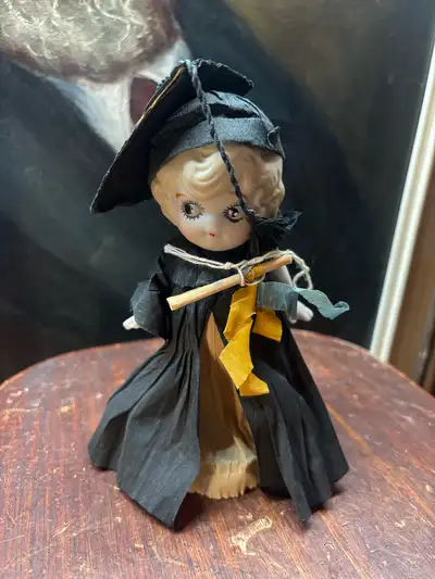  Vintage Kewpie Style Graduation Bisque Doll – 1920s–1930s , View more