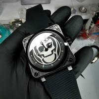 Seiko Mod BR Case Skull Dial Watch 