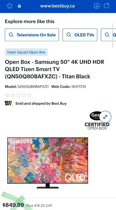 SAMSUNG 50" 4K UHD HDR QLED TIZEN SMART TV CHEAPEST IN TORONTO!!, View more
