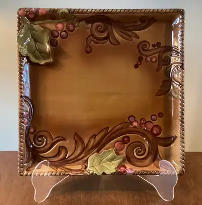 GRASSLANDS ROAD 12" Square Serving Decor Platter-MINT CONDITION, View more