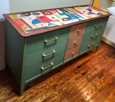 Gorgeous designer unique MCM Cubism movement Gibbard longboy, View more