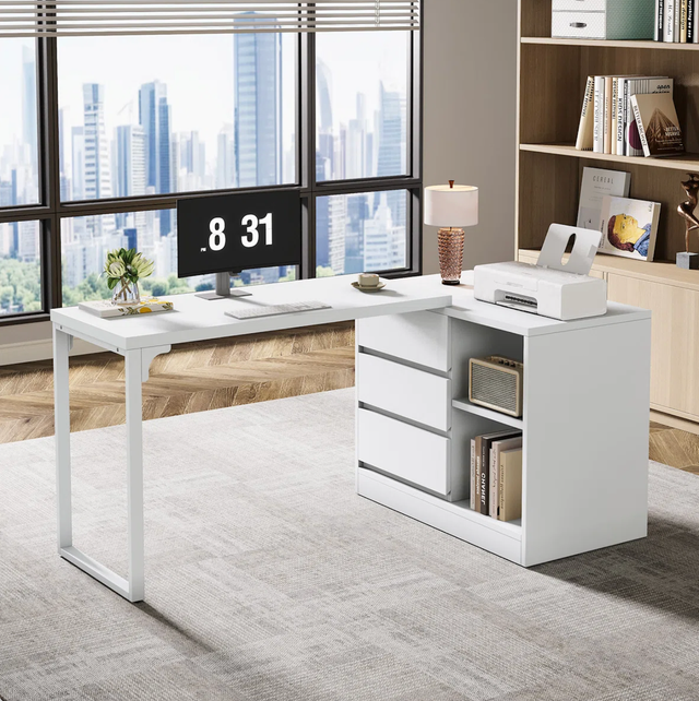 White L-Shaped Computer Desk + Office Chair Set in Desks in Ottawa - Image 5