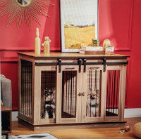 PawHut Dog Crate Furniture with Divide Panel, wooden dog kennel.