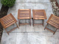 Set of 4 Solid Teakwood Ikea Applaro Folding Seat Stools