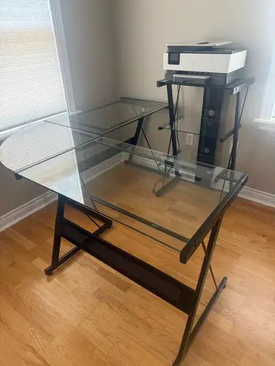 Like new! Glass and metal desk set, View more