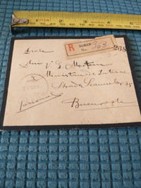 1896 registered envelope mailed within Romania