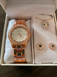 Watch and Jewelry Gift Set Brand New Rose Gold