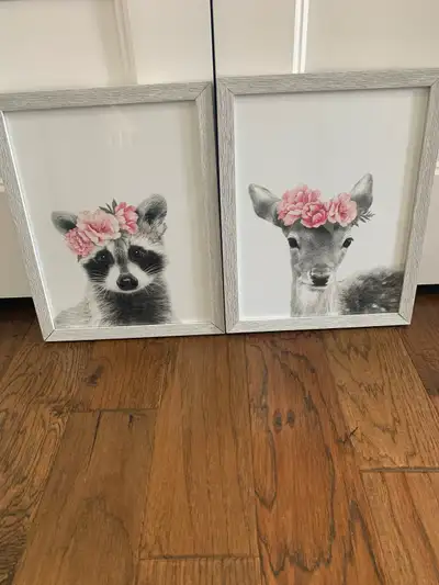 Set of two animal pictures in frames, View more