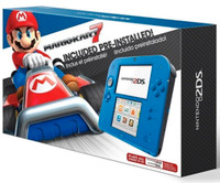NIB Nintendo 2DS Handheld System w Mario Kart 7 Electric Blue