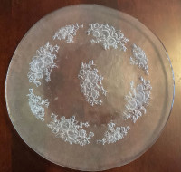 Etched glass serving plate