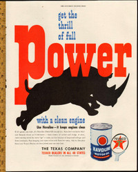 1949 full page color ad for Texaco Havoline Motor Oil