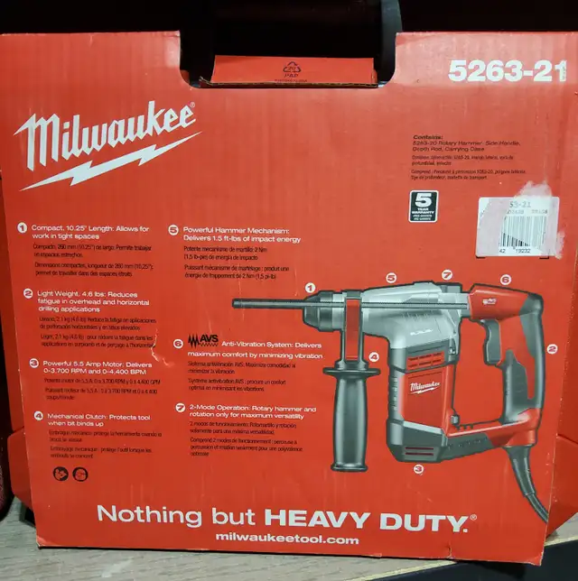 MILWAUKEE SDS ROTARY PLUS HAMMER DRILL KIT in Power Tools in Kingston - Image 3