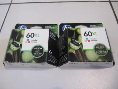 Hewlet Packard 60XL Tri Color Printer Ink 2pc Lot Half Price New, View more