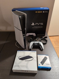 Playstation PS5 slim + 2TB SSD + 2 controllers + stands
