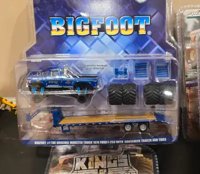 Greenlight Hobby Exclusive - Bigfoot 1974 Ford F-250 Monster Truck on Gooseneck Trailer Taxes applic...