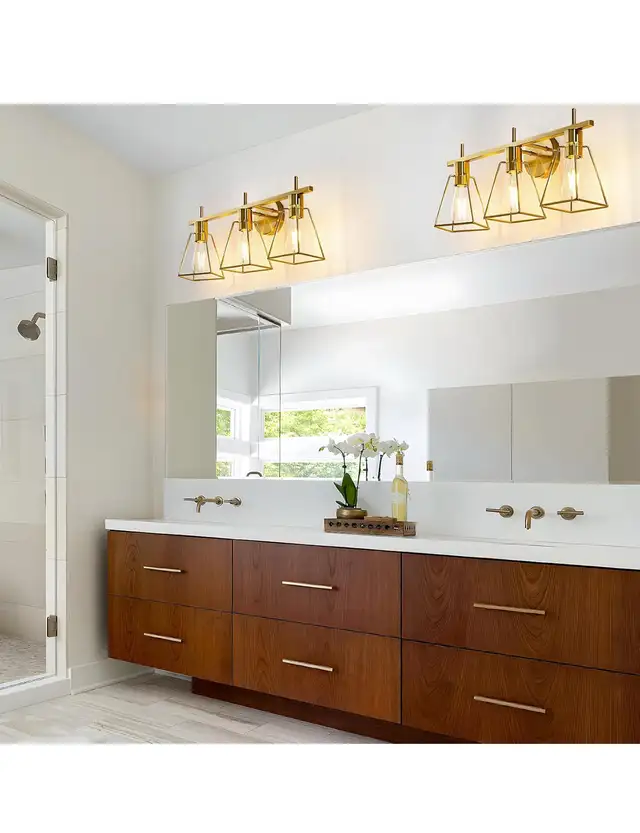 Bathroom Vanity Lights 3 Lights Brushed Gold Wall Lamps Rustic  in Indoor Lighting & Fans in Hamilton - Image 5