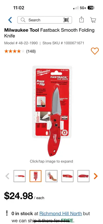 Milwaukee flip knife (New), View more