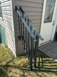 Pair Of Black Aluminum 3 Step Stair Railing