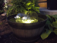 Barrel fountain with LED lighting 