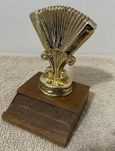 Vintage Accordion Trophy - Wood Base, View more